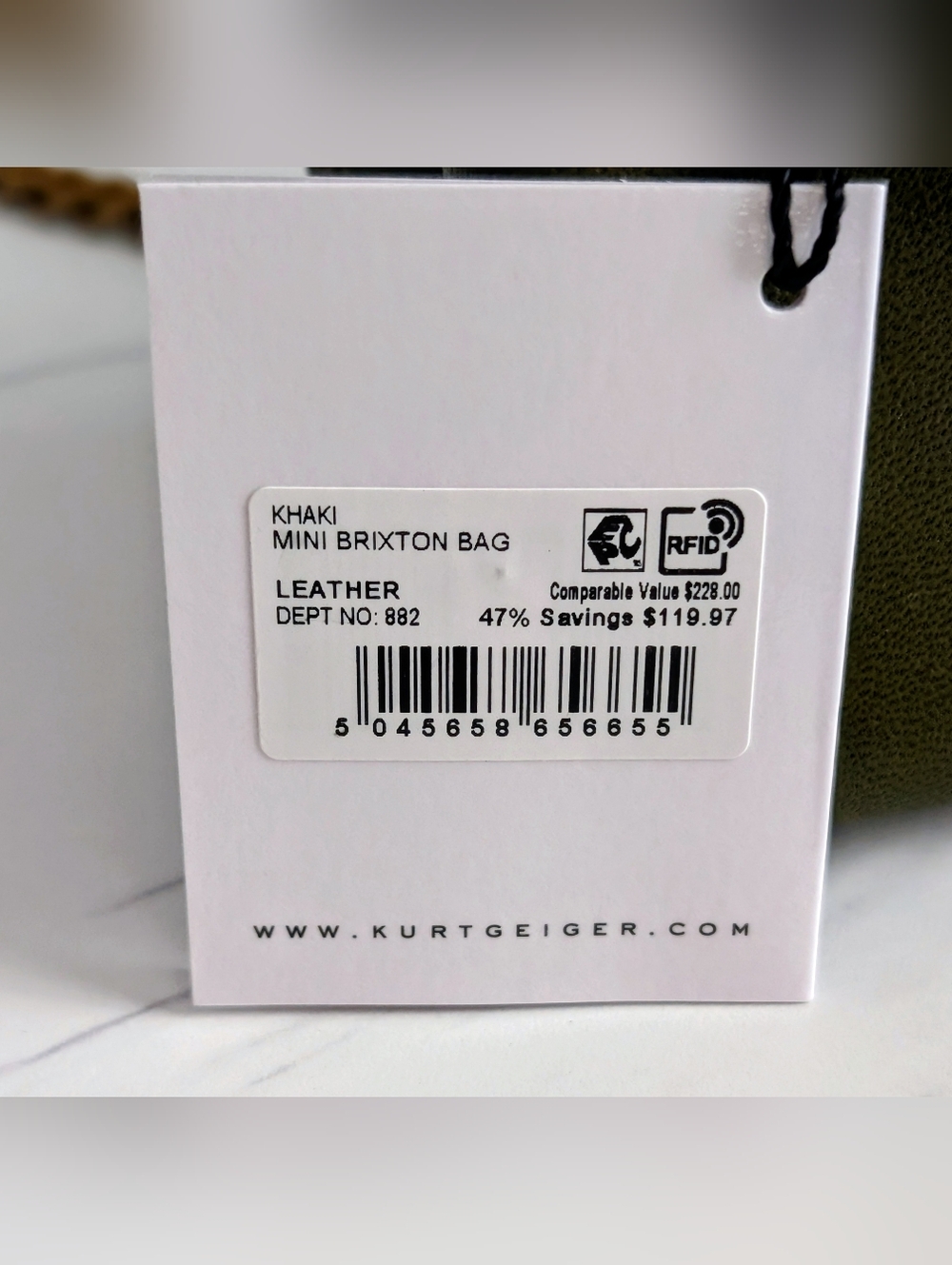 NWT Kurt Geiger London Brixton Olive Green Quilted Leather Chain Crossbody Bag - Picture 12 of 17